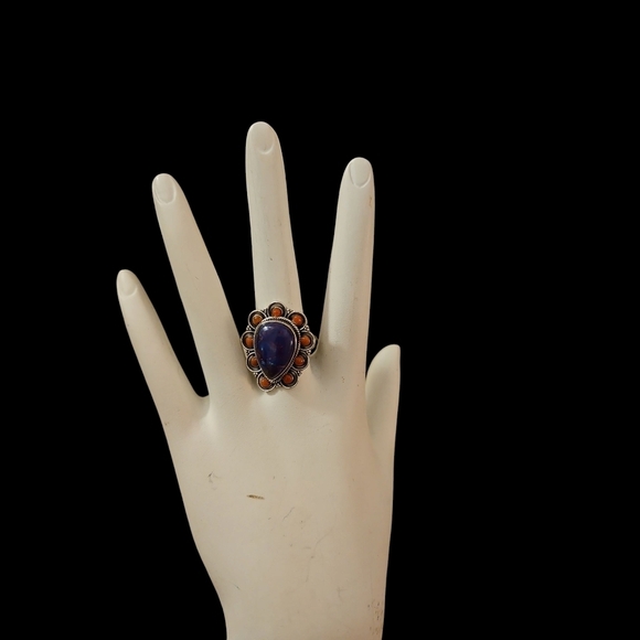 Jewelry - Blue/Silver/Orange Tone Ring